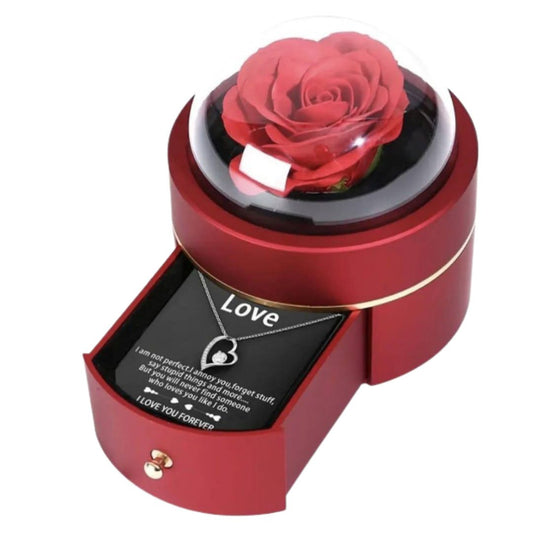 Rosa eterna con cadena y dije