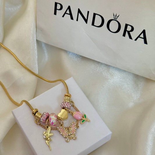 Collar Pandora hada, mariposa y flor